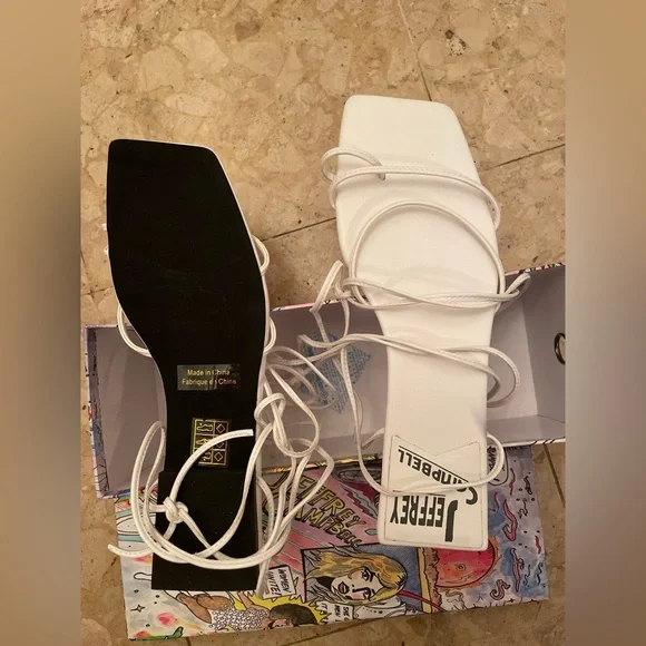 NEVER WORN jeffrey campbell white lace up primma sandal - Picture 3 of 5